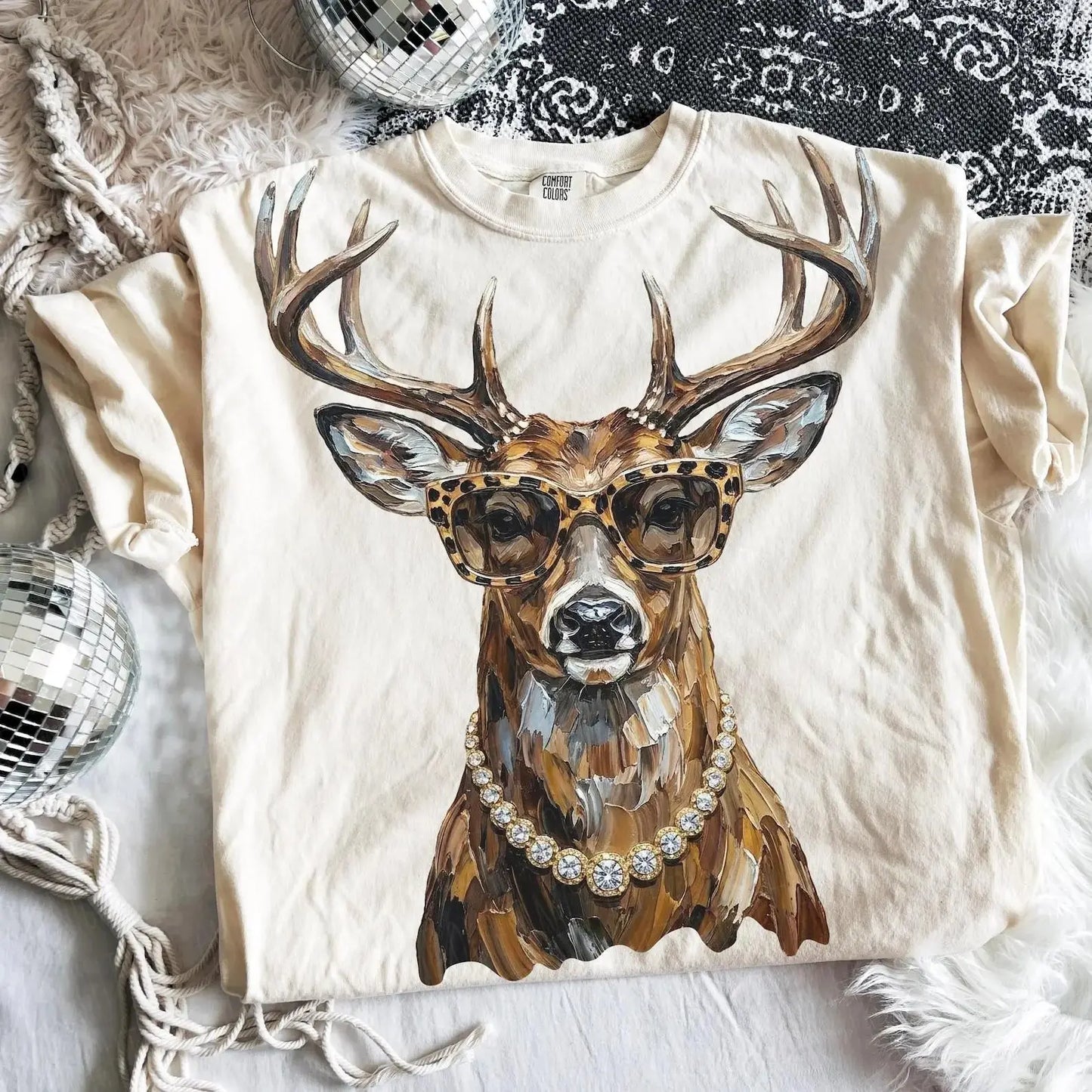 Comfort Colors® Glam Whitetail Animals Hunting Season T-Shirt – Preppy Leopard Print Deer, Duck, Bear & Elk Graphic Unisex Top