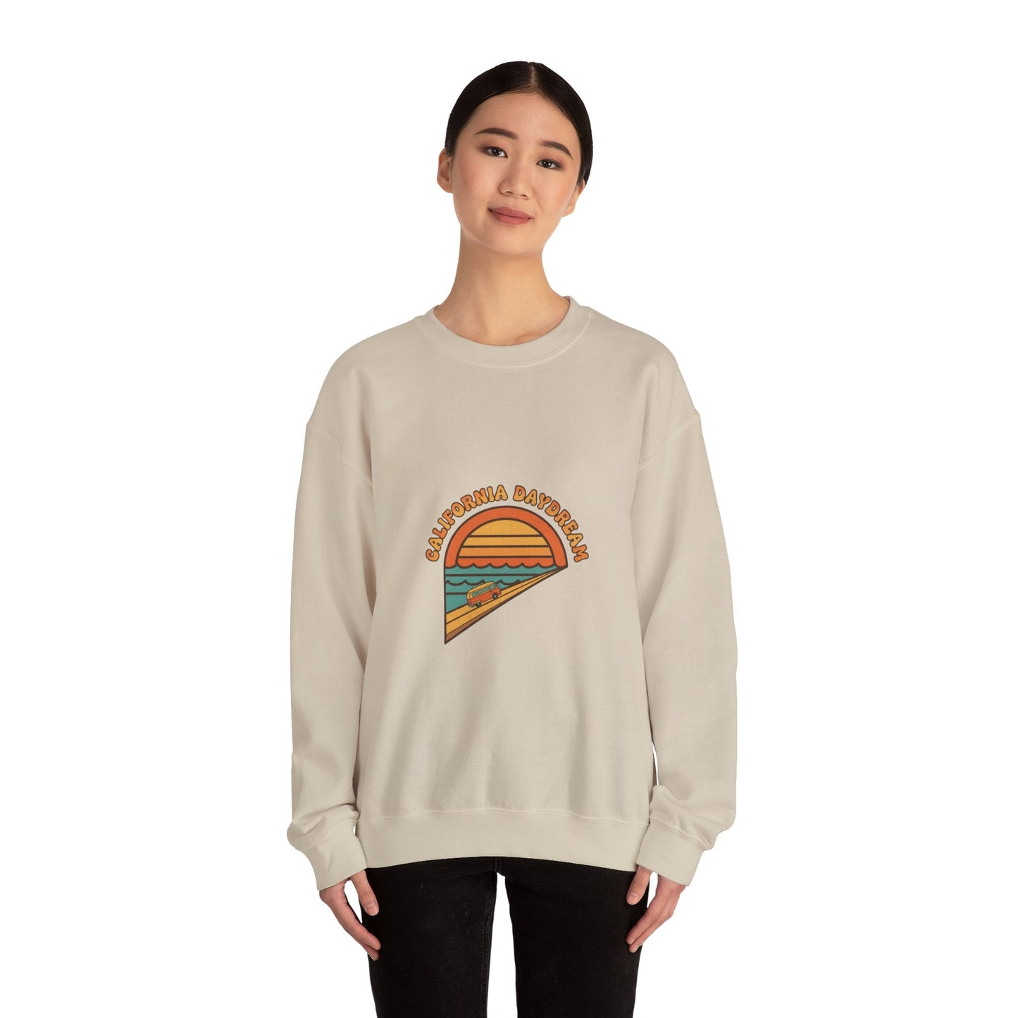 California Beach Sunset Crewneck, 70s Sunset Shirt | Retro Surf Graphic