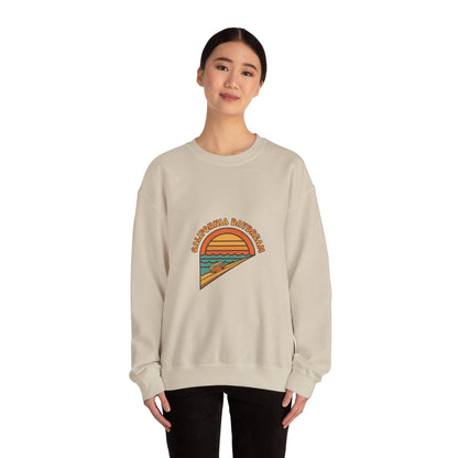 California Beach Sunset Crewneck, 70s Sunset Shirt | Retro Surf Graphic