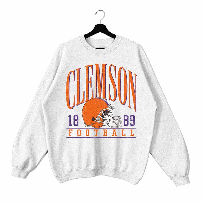 Vintage College Football Sweatshirt | Ash Grey Game Day Pullover