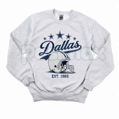 Vintage All Team Football Sweatshirt | Ash Grey 1960s Retro Game Day Crewneck