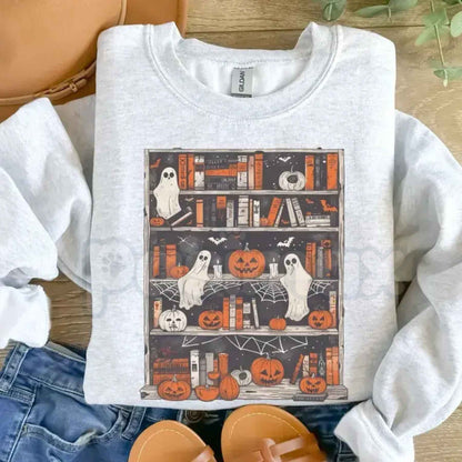 Ghost Bookcase Sweatshirt | Spooky Bookworm Reader Crewneck