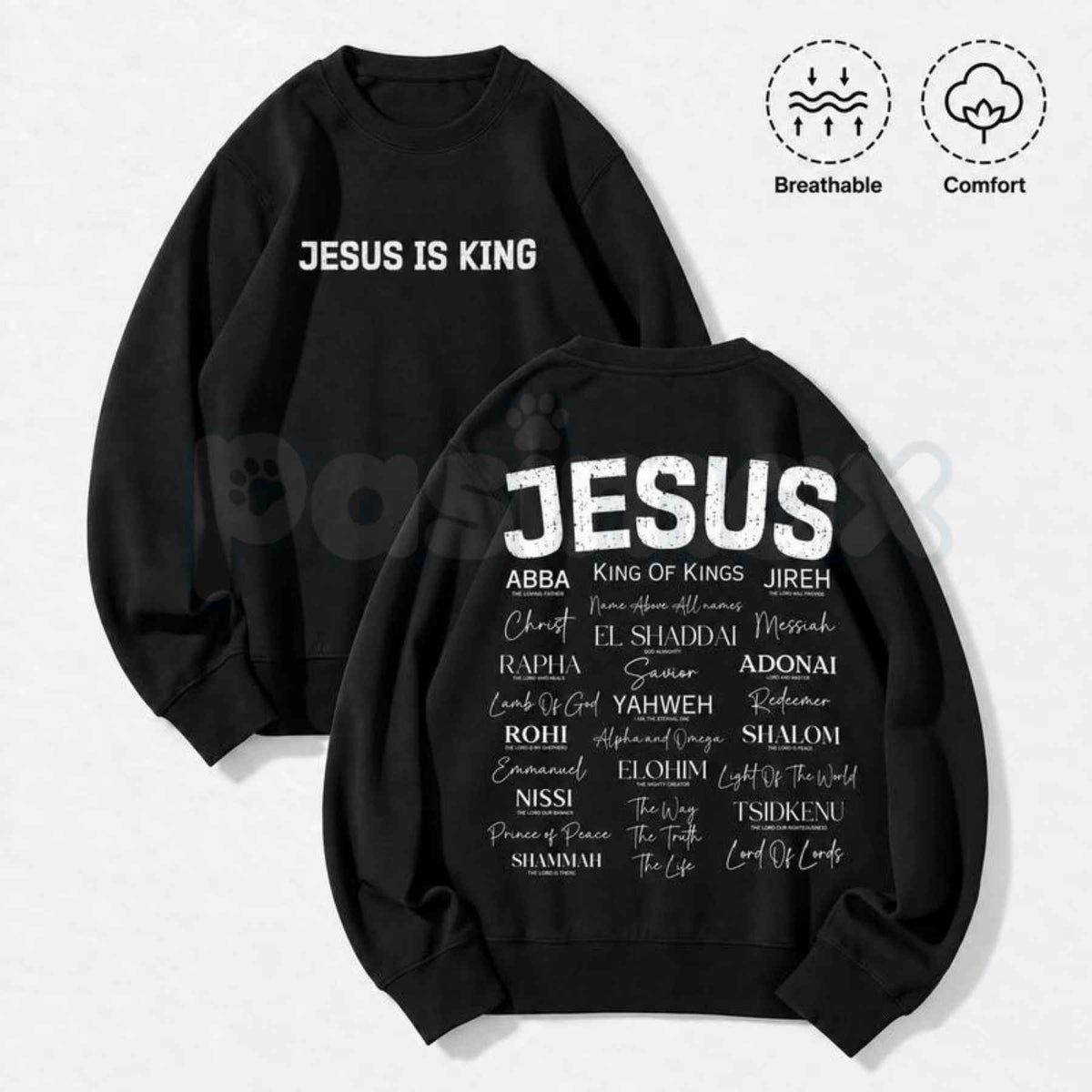Jesus Is King Faith Crewneck Sweatshirt | Vintage Christian Graphic Top