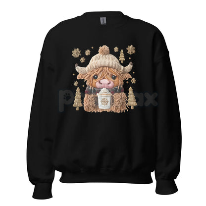 Hazel the Highland Cow Crewneck Sweatshirt | Cute Hairy Coo Graphic Top | Farm Animal Unisex Sweater