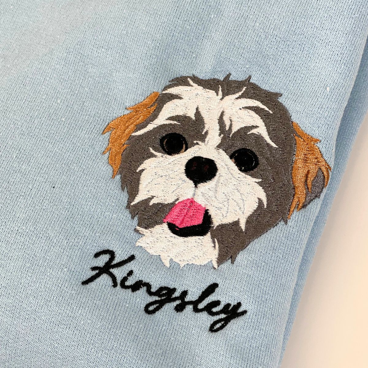 Custom Dog Face Colored Embroidered Sweatshirt