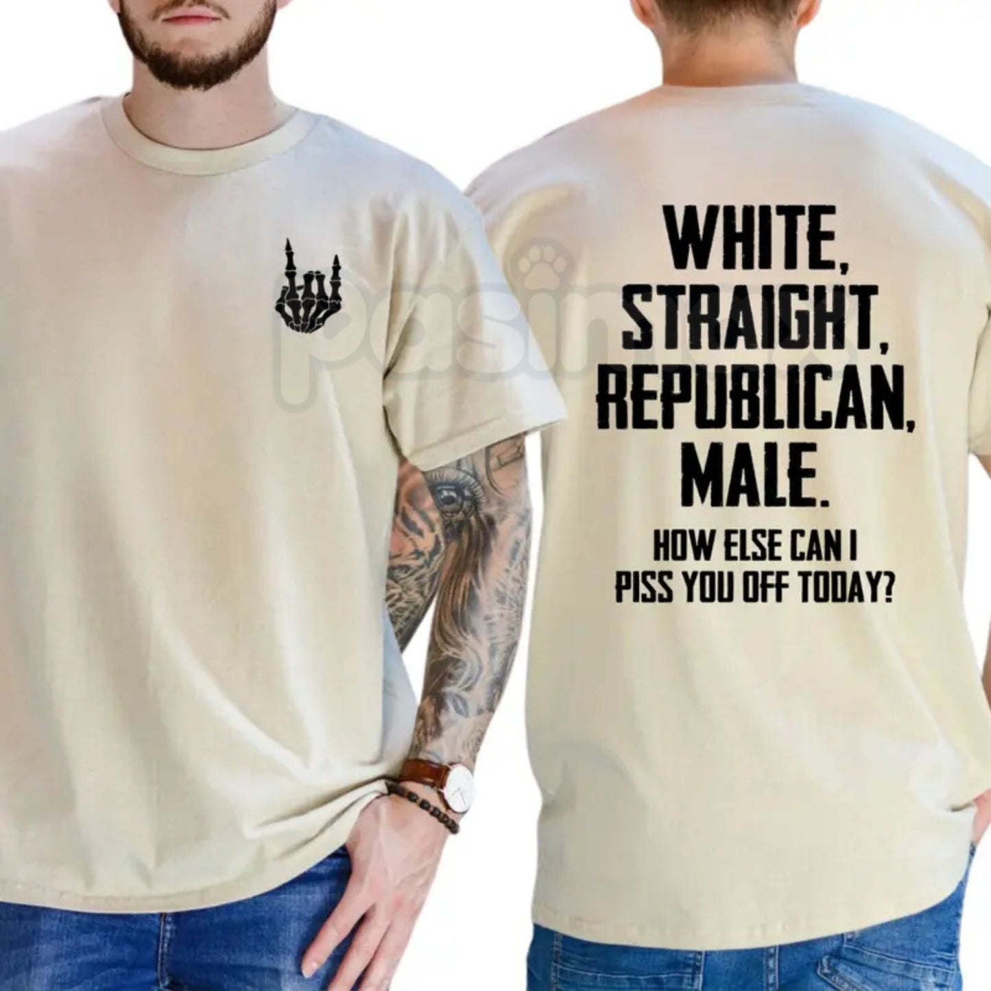 "White Straight Republican Male" T-Shirt – Bold Identity Graphic Tee, Premium 100% Cotton Conservative Menswear, Soft Lived-In Heavyweight Statement Shirt, Made in USA