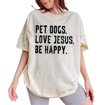 Comfort Colors® Dogs And Jesus T-Shirt – Funny Christian Dog Lover Tee, Aesthetic Dog Mom Faith Shirt, Retro Spiritual Graphic Top