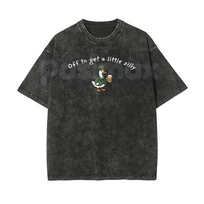 Off To Get A Little Silly Vintage Washed T-Shirt – St. Patrick’s Day Shamrock Graphic Tee