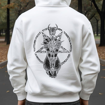 Goat Skull Pentagram Occult Hoodie – Gothic & Pagan Apparel, Mystical Pullover, Witchy Gift