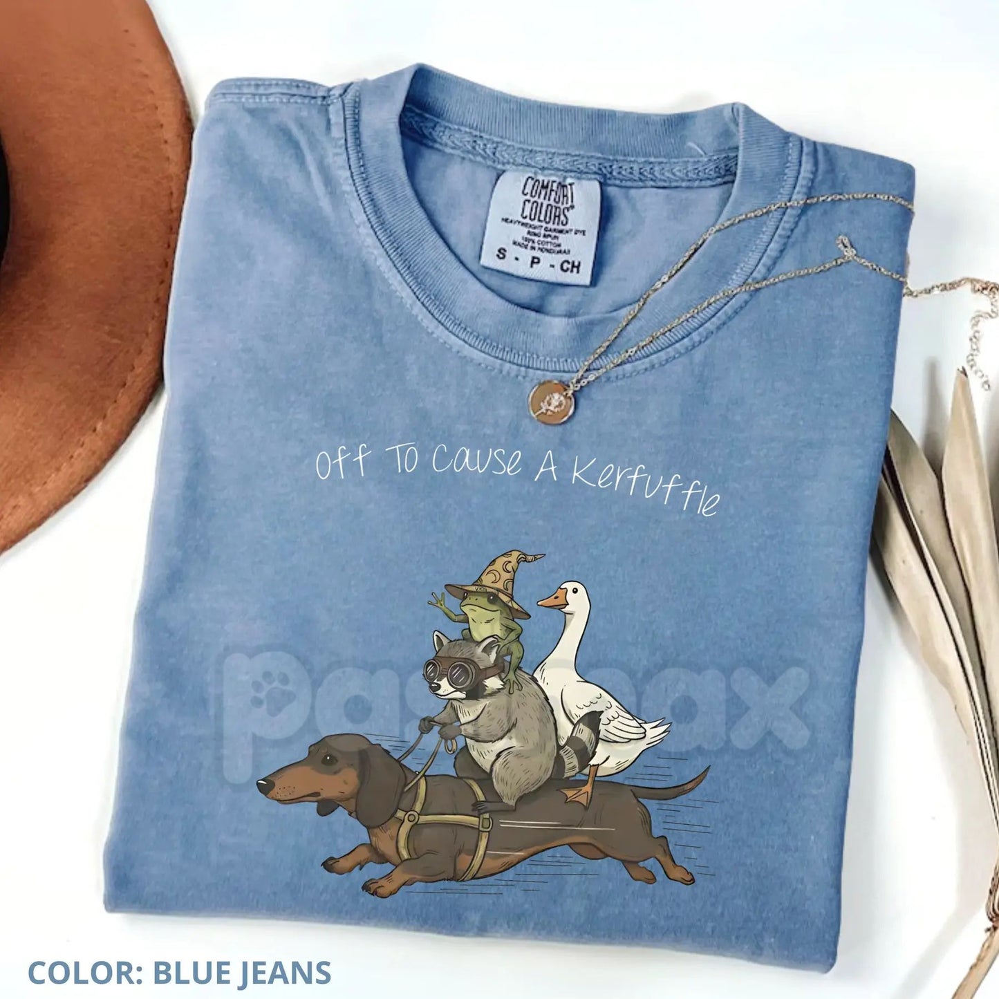 Comfort Colors® Kerfuffle Crew T-Shirt – Funny Chaos Raccoon, Goose, Frog & Wiener Dog Tee, Retro Meme Squad Shirt, Sarcastic Animal Lover Gift