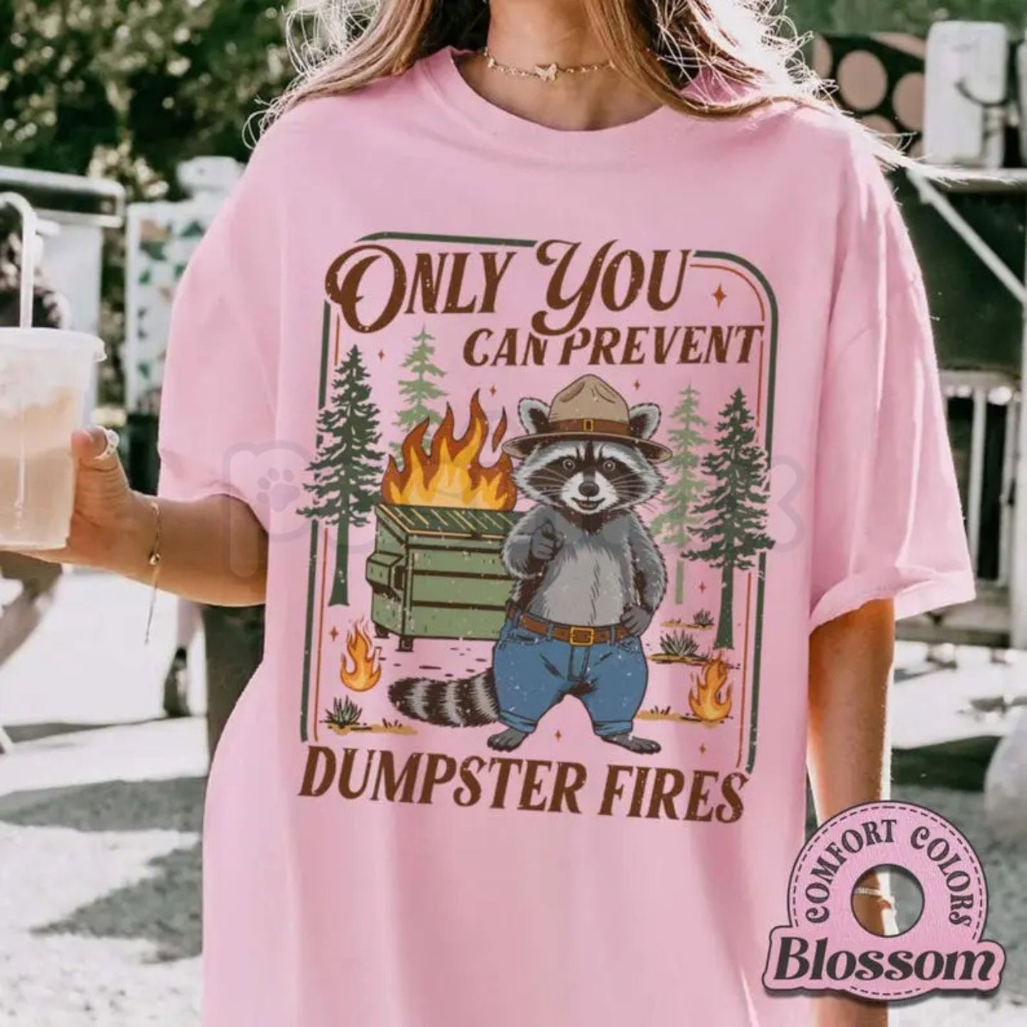Comfort Colors® Only You Can Prevent Dumpster Fires T-Shirt – Funny Raccoon Graphic Tee, Sarcastic Trash Panda Shirt, Chaos Coordinator Gift, Retro Animal Top