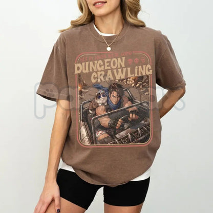 Comfort Colors® Dungeon Crawling "Carl & Princess Donut" T-Shirt – Funny Sci-Fi Meme Tee, Retro LitRPG Graphic Shirt, Dungeon Crawler Fan Gift