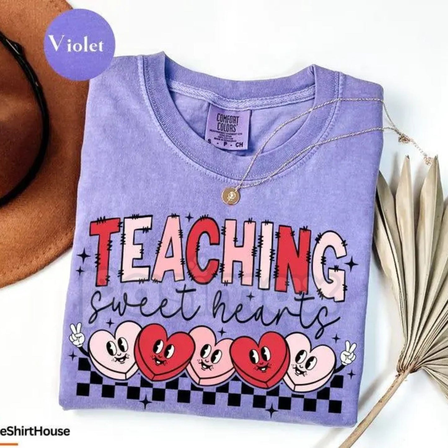 Comfort Colors® Retro "One Sweet Teacher" Valentine’s Day T-Shirt – Groovy Teaching Sweethearts Tee, Vintage Aesthetic Educator Shirt, School Heart Graphic Top