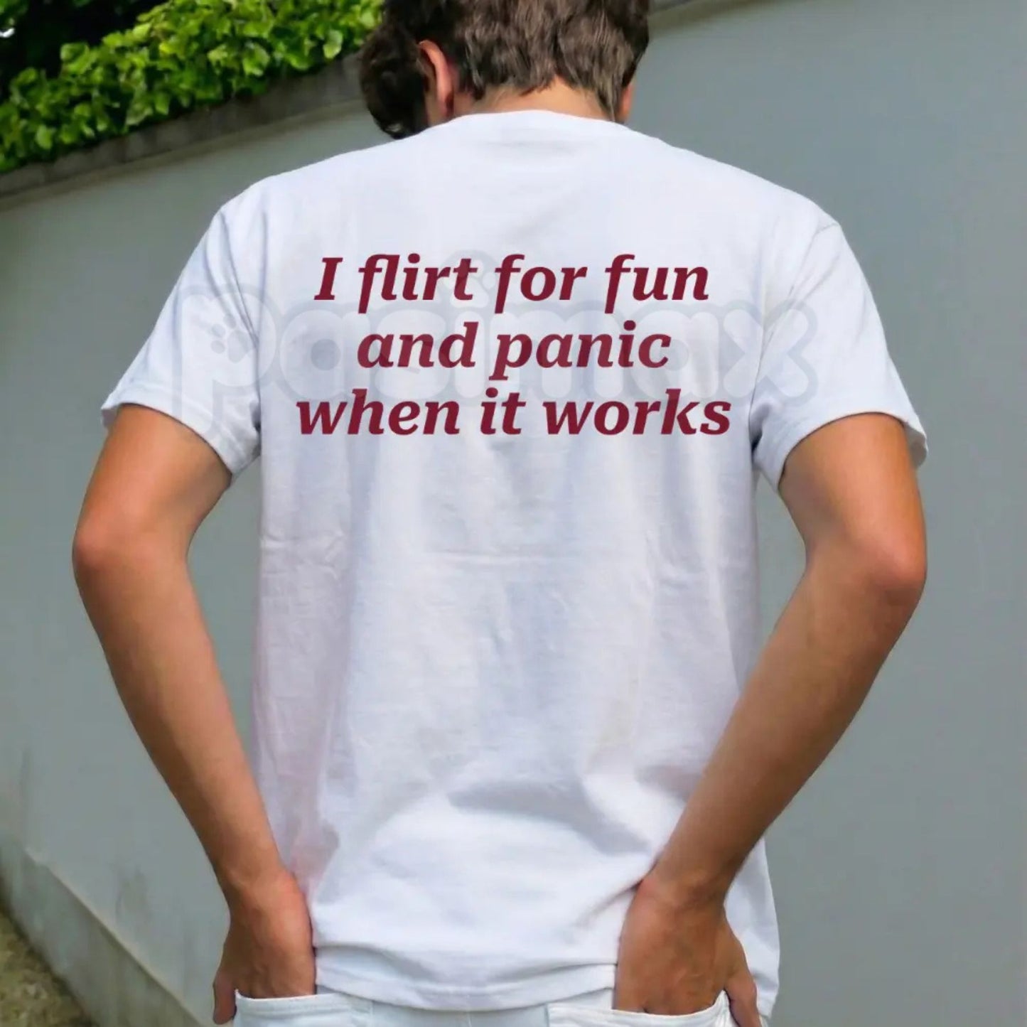 "I Flirt For Fun And Panic When It Works" T-Shirt - Funny Relatable Social Anxiety Graphic Tee, Sarcastic Dating Humor Shirt, Premium Heavyweight Unisex Statement Top, Introvert Humor Gift Apparel, Aesthetic Slogan Streetwear