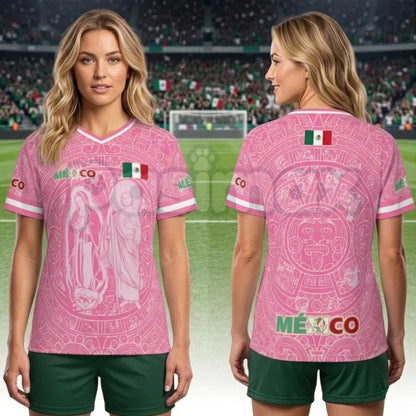 Light Pink Virgencita & San Juditas Mexico Soccer Jersey – 2026 World Cup Fan Gear Shirt for Men & Women