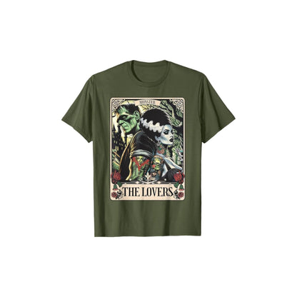Frankenstein & Bride The Lovers Tarot T-Shirt - Gothic Horror Tee, Occult Fan Apparel
