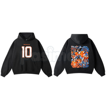 Bo Nix Vintage Football Hoodie – Denver Broncos QB Tribute Pullover, Retro College Draft Apparel, Unisex