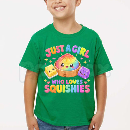 Just A Girl Who Loves Squishies Cute Kawaii Kid T-Shirt – Soft Plush Toy Graphic Tee