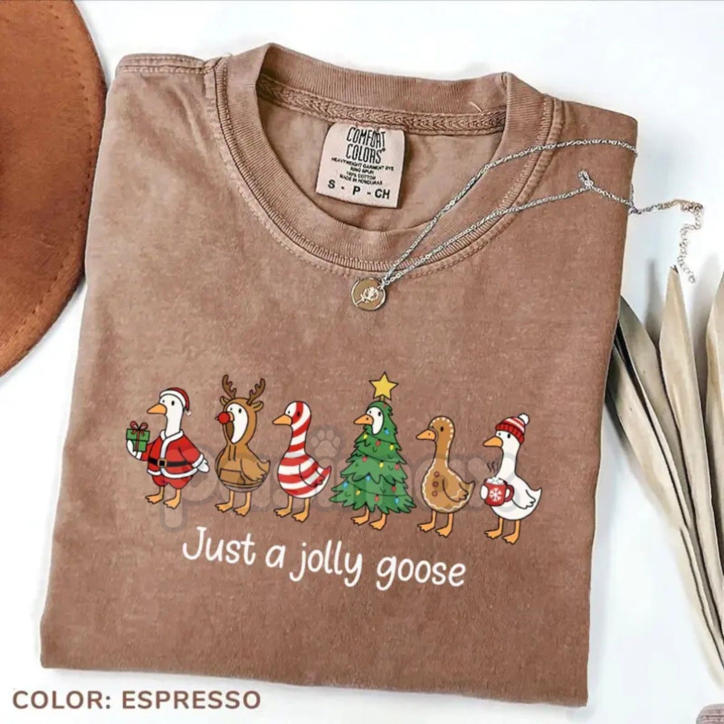 'Just a Jolly Goose' Comfort Colors® T-Shirt – Funny Christmas Tee, Silly Goose Festive Gift Graphic T-Shirt