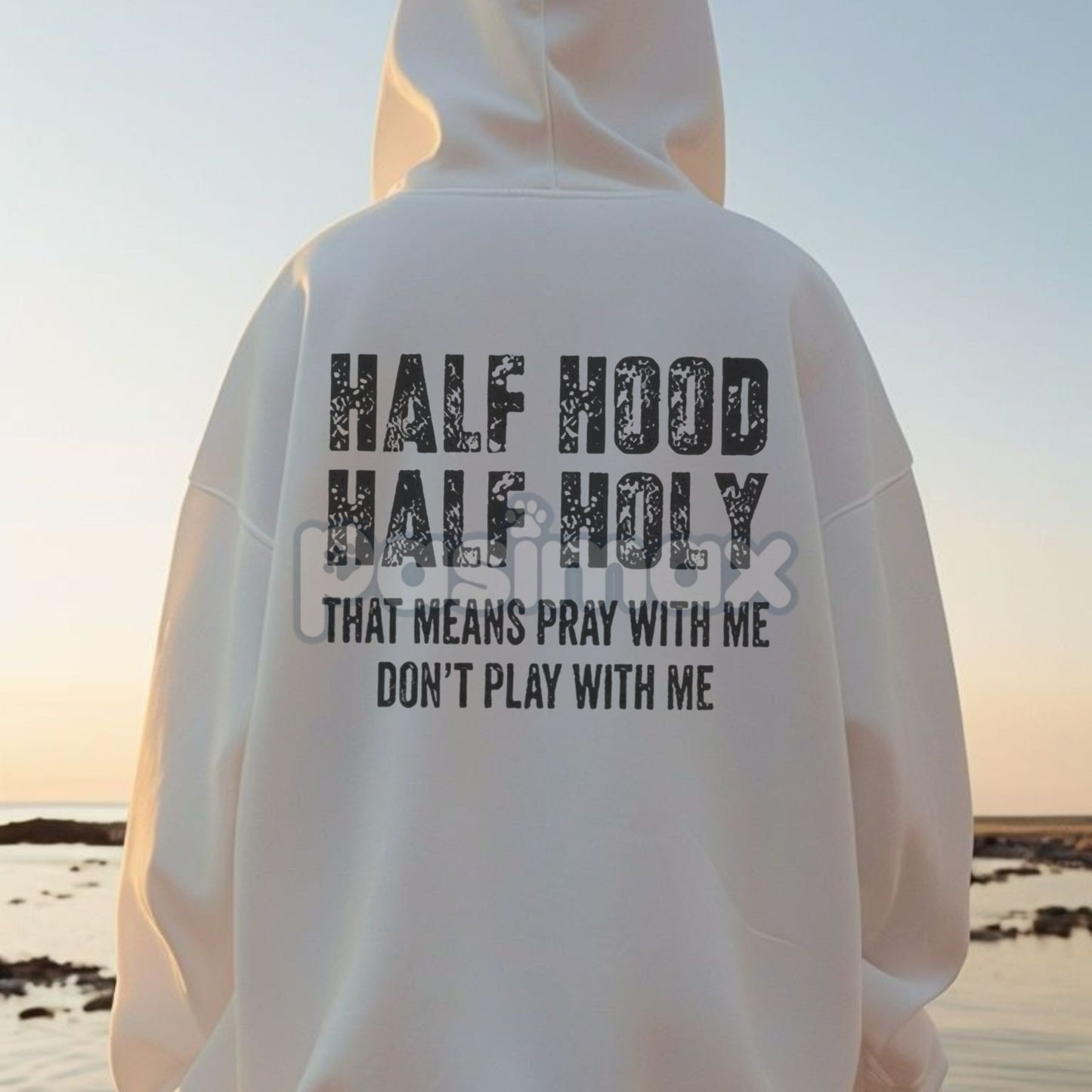 Half Hooded Half Holy Hoodie – Duality Street Style Pullover, "Play With Me Don't Play With Me" Attitude