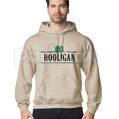 Crazy Dog Hooligan Shamrock Funny Saint St Patricks Day Hoodie – Irish Drinking Humor Pullover, Lucky Clover Party Sweatshirt, Unisex Heavy Blend