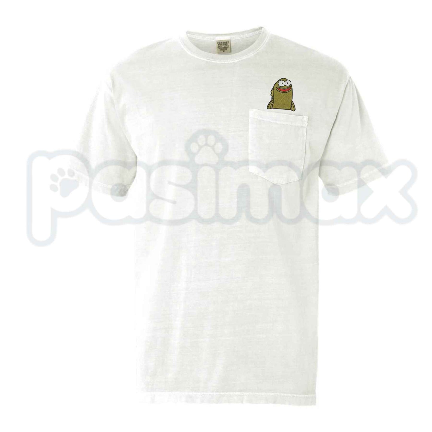 Comfort Colors® Embroidered "Fish Memes" Pocket T-Shirt – Witty Fishing Humor Graphic Tee, Novelty Fisherman Unisex Top