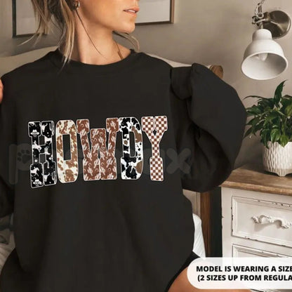 Howdy Yee Haw Western Sweatshirt | Retro Rustic Country Jumper | Cowgirl Aesthetic Crewneck | Fun Western Wear Gift