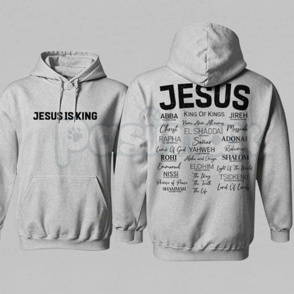 JESUS IS KING Gothic Hoodie – Vintage Christian Faith Graphic Pullover, Heavyweight Religious Streetwear Sweatshirt, Unisex Heavy Blend