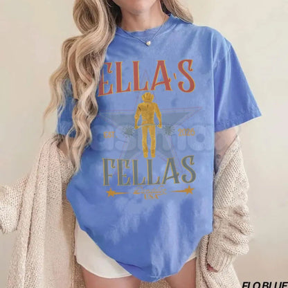 Comfort Colors® "Ella's Fellas" T-Shirt – Retro Western Cowboy Graphic Tee, Custom Wedding or Bachelorette Party Shirt, Vintage Aesthetic Cowboy Gift