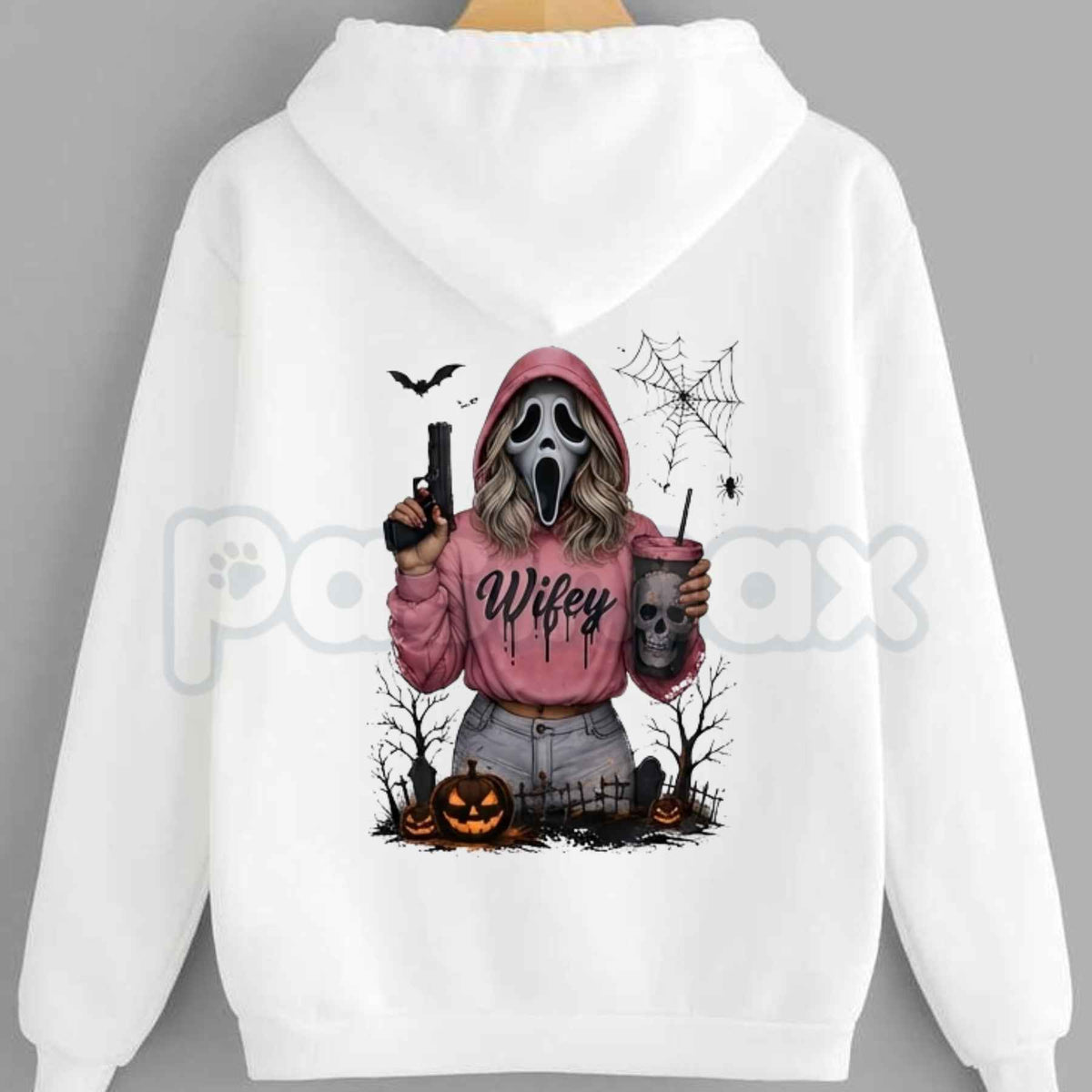Hubby Wifey Halloween Spooky Season Couple Matching Hoodies – Retro Skeleton Graphic Pullover, Cute Romantic Spooky Season Sweatshirts