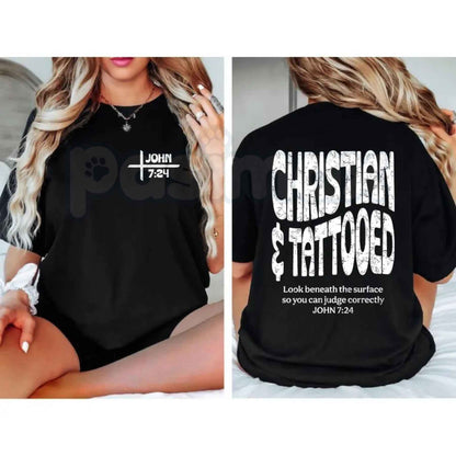 Christian & Tattooed John 7:24 Bible Verse T-Shirt – Faith Vintage Ink Unisex Cotton Graphic Tee