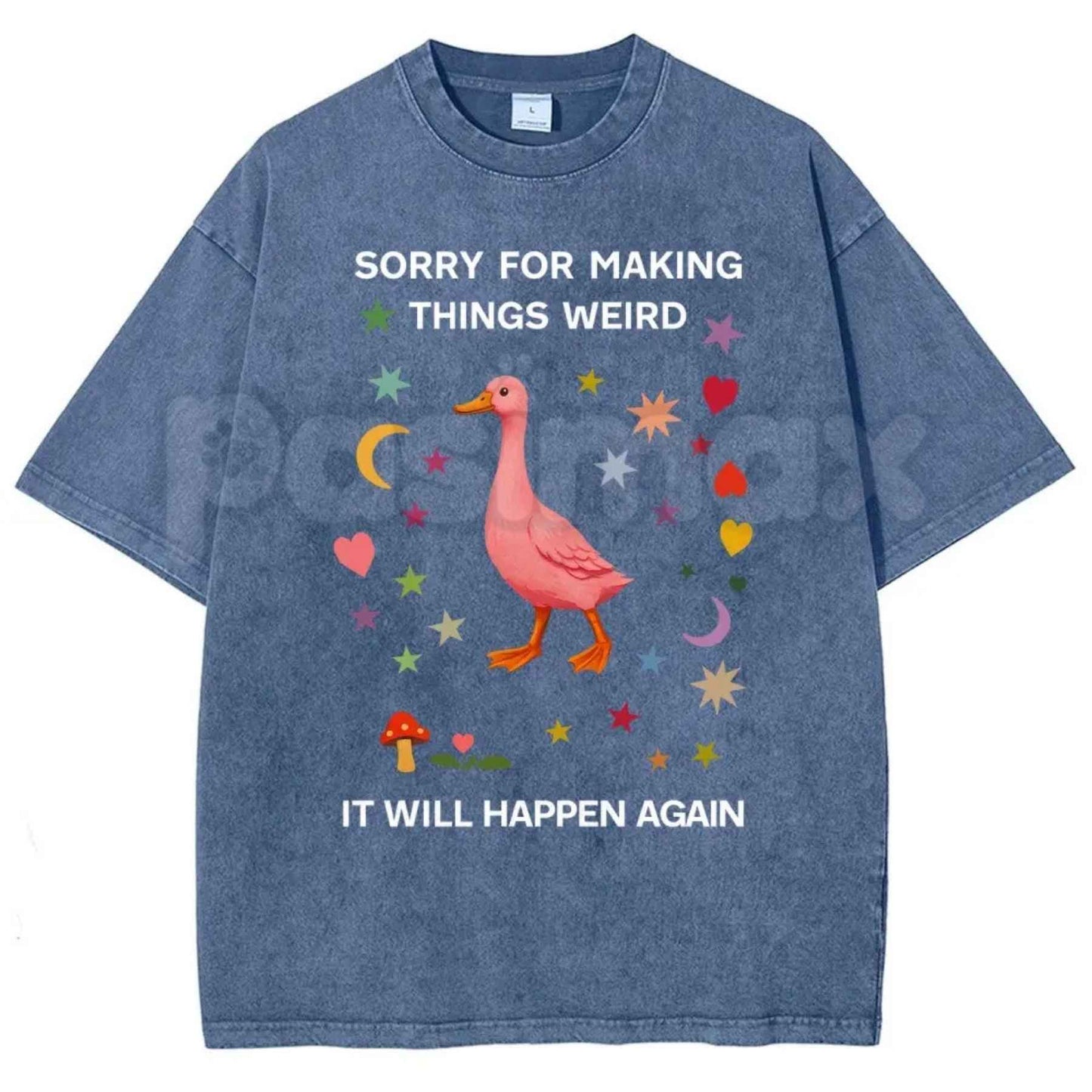 Funny "Sorry For Making Things Weird" Duck Meme T-Shirt – Retro Socially Awkward Humor Graphic Tee, Vintage Acid Washed Lightweight Cotton Unisex Top