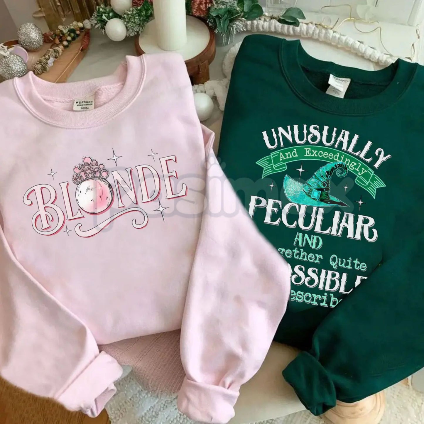 Matching Witchy Couples Sweatshirts | "Good Witch of the North" & "Exceedingly Peculiar" Shirts | Goth Cottagecore Magic Jumper Set