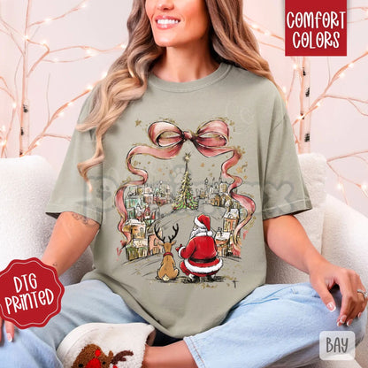 'All I Want For Christmas Is Coquette' Comfort Colors® T-Shirt – Trendy Bow Aesthetic Holiday Tee, Christmas Town Vibes