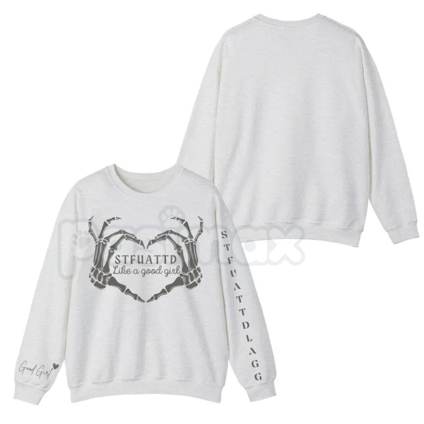 STFUATTDLAGG Gothic Sweatshirt | Dark Romance Trope Jumper | Like A Good Girl Bookish Aesthetic Crewneck | Smutty Book Club Apparel