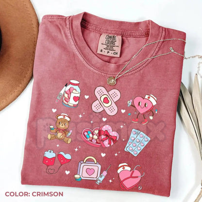 Comfort Colors® Nurse XOXO Valentine's Day Shirt – Cute Nursing Heart Tee, Healthcare Love Gift, Vintage Medical V-Day Apparel