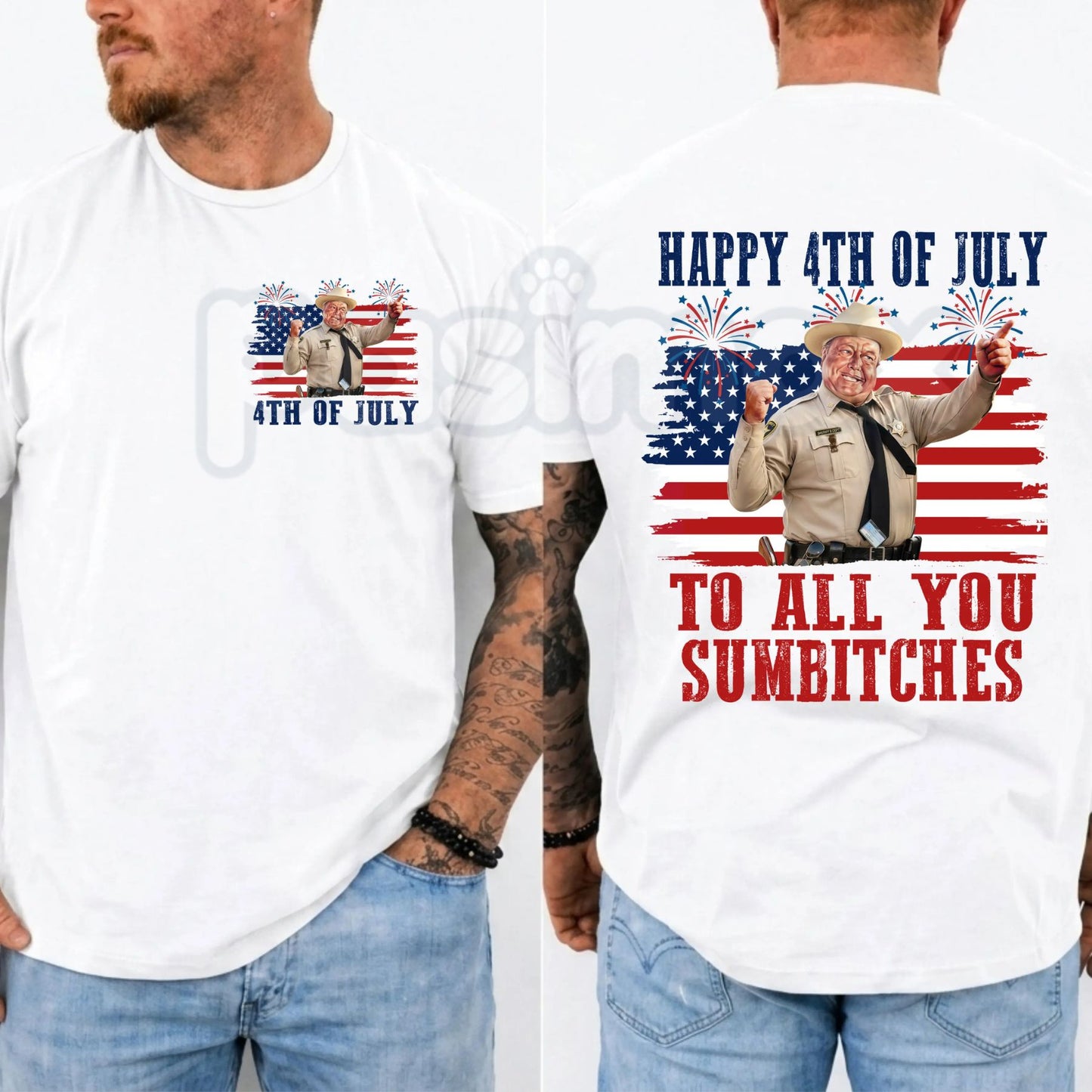 Funny "Happy 4th Of July To All You Sumbitches" T-Shirt – Retro Smokey and the Bandit Movie Graphic Tee
