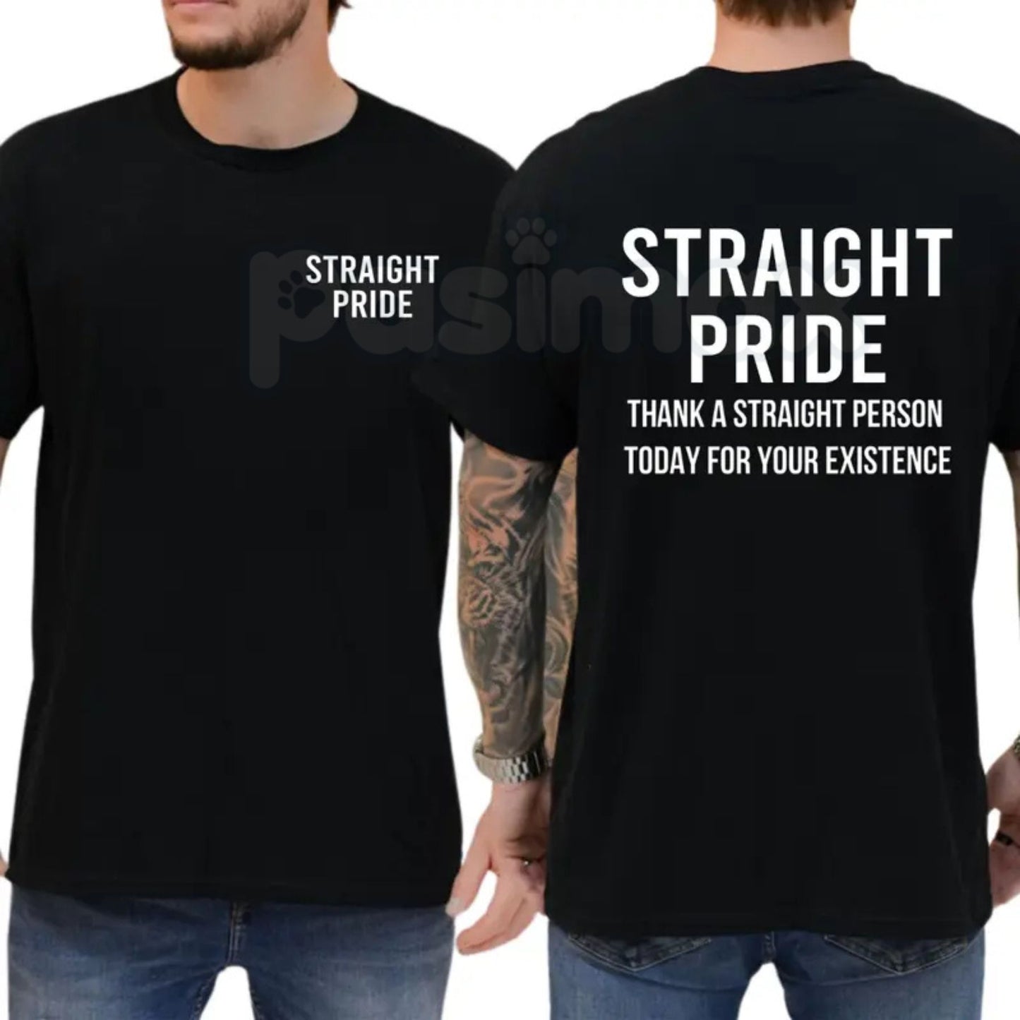 "Thank A Straight Person Today" Funny T-Shirt – Straight Pride Graphic Tee, Premium 100% Cotton Sarcastic Social Top, Soft Lived-In Heavyweight Conversation Starter Shirt, Made in USA