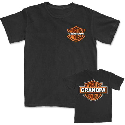 World's Coolest Grandpa Motorcycle T-Shirt - Back Print for Dad, Father's Day & Birthday Gift