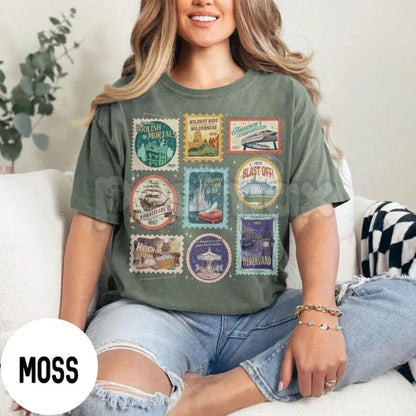 Comfort Colors® Vintage Theme Park Stamps T-Shirt – Retro 2026 Castle Family Matching Trip Shirt, Happy Ever After Land Graphic Tee, Wildest Ride Gift
