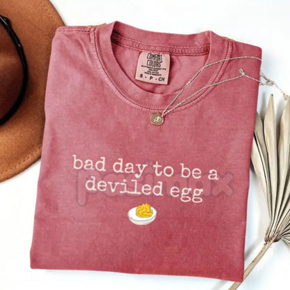 'Just A Bad Day To Be A Deviled Egg' Comfort Colors® T-Shirt – Quirky Foodie Humor Tee, Sarcastic Party Shirt