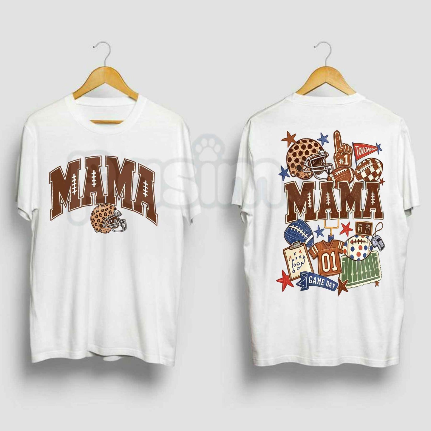 Mama Football Coquette Bow Leopard Print 2-Sided T-Shirt – Game Day Sports Unisex Tee