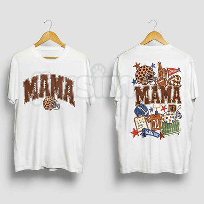 Mama Football Coquette Bow Leopard Print 2-Sided T-Shirt – Game Day Sports Unisex Tee