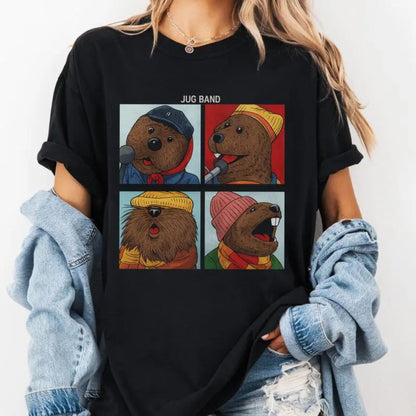 Retro Jug Band T-Shirt - Funny Animal Quartet Graphic Tee, Vintage Music Lover Shirt