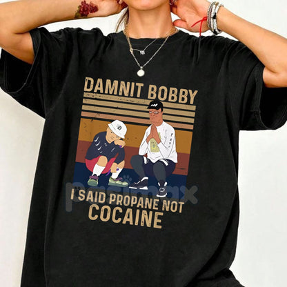 King of the Hill "Propane Mishap" T-Shirt - Hilarious Cartoon Artwork Tee, Unisex Golf Gift, Men's Humor Shirt