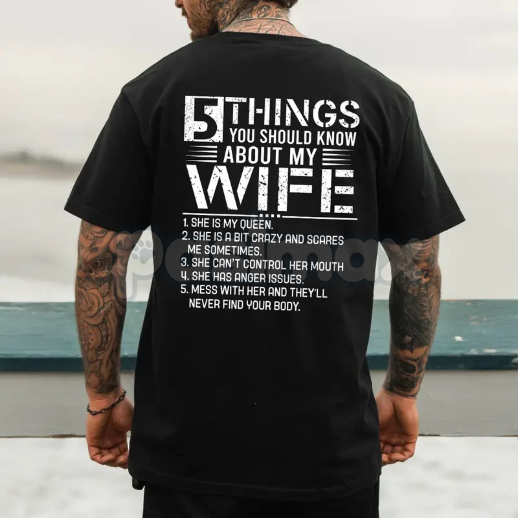 "5 Things You Should Know About My Wife" T-Shirt - Funny Husband Graphic Tee, Couple Statement Shirt, Sarcastic Marriage Gift-Pasimax