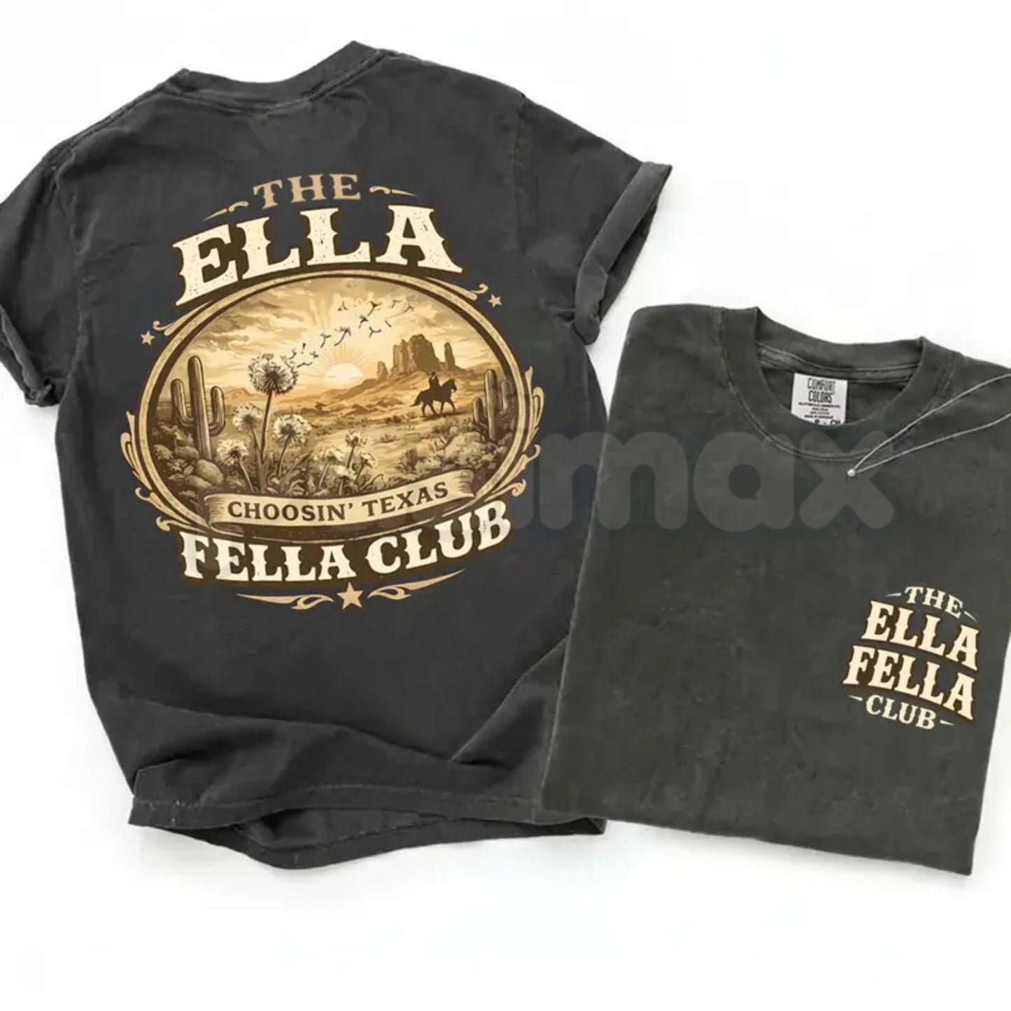 Comfort Colors® Ella Fella Club Texas Western T-Shirt – Cowboy Rodeo Desert Graphic Tee, Aesthetic Oversized Unisex Shirt, Trendy Southern Heritage Top