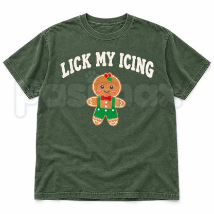 Comfort Colors® Eat My Cookie & Lick My Icing Matching Christmas Couple T-Shirts – Funny Inappropriate Gingerbread Graphic Tee, Holiday Unisex Top & Gift