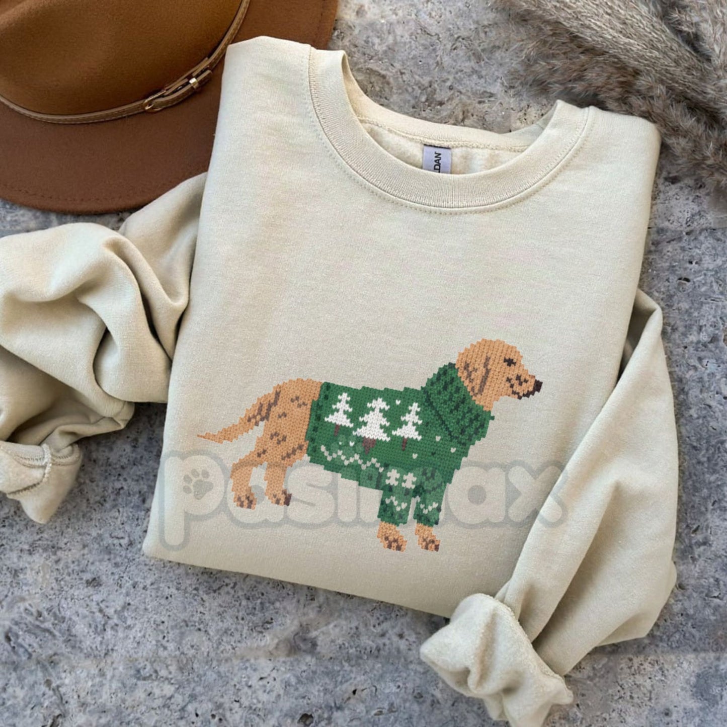Brinkley Dog in Holiday Sweater Pullover – Cute Festive Pet Graphic Sweatshirt