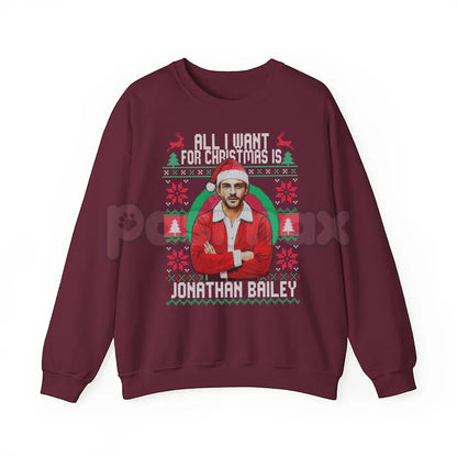 Fiyero All I Want For Christmas Is Jonathan Bailey Christmas Shirt | Wicked Movie Fan Ugly Xmas Sweatshirt | Broadway Actor Gift